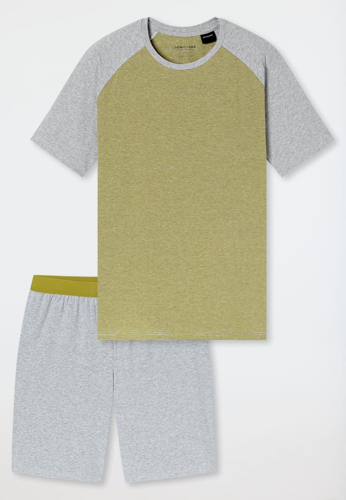 Korte pyjama met streepjes, grasgroen - 95/5 50