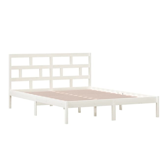 vidaXL - Bedframe - massief - hout - wit - 150x200 - cm