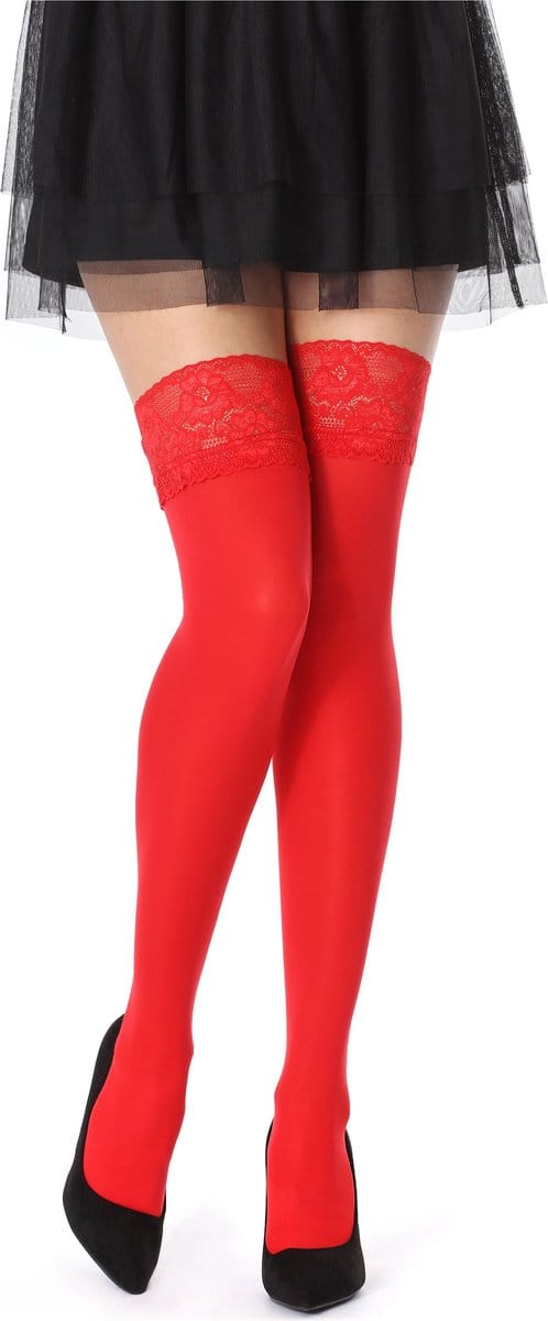 Bellivalini Dames Hold-Up Kousen - 40 Denier - licht glanzend - elastisch - Polyamide - BLV-FI-1004 - Rood - XS-S