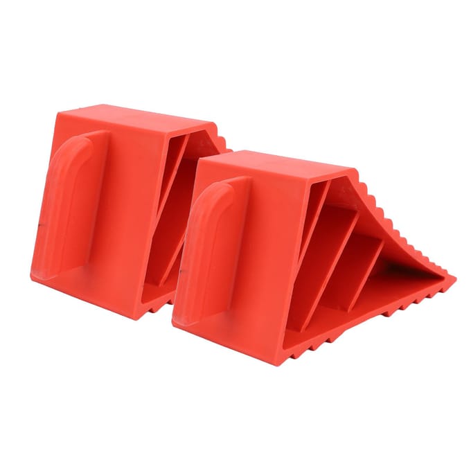 2 STUKS Zware Wielkeggen Antislip Massief Rubber Wielkeggen Rood Wielstopper voor Auto red