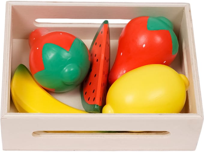 Speelgoedtopdeals - Houten Speelgoed Fruit Set in Krat / Tray