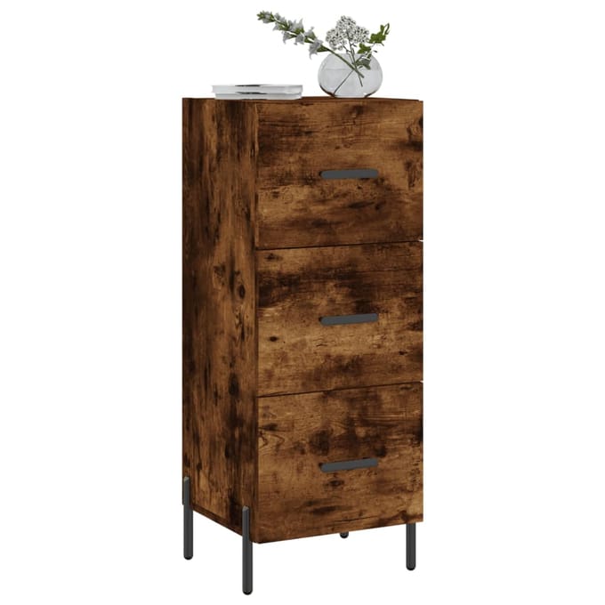 vidaXL - Dressoir - 34,5x34x90 - cm - bewerkt - hout - gerookt - eiken