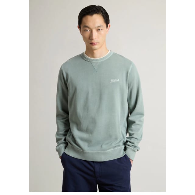 Woolrich Garment Dyed Crewneck Sweaters Lichtgroen Cfwosw0261mrut4040