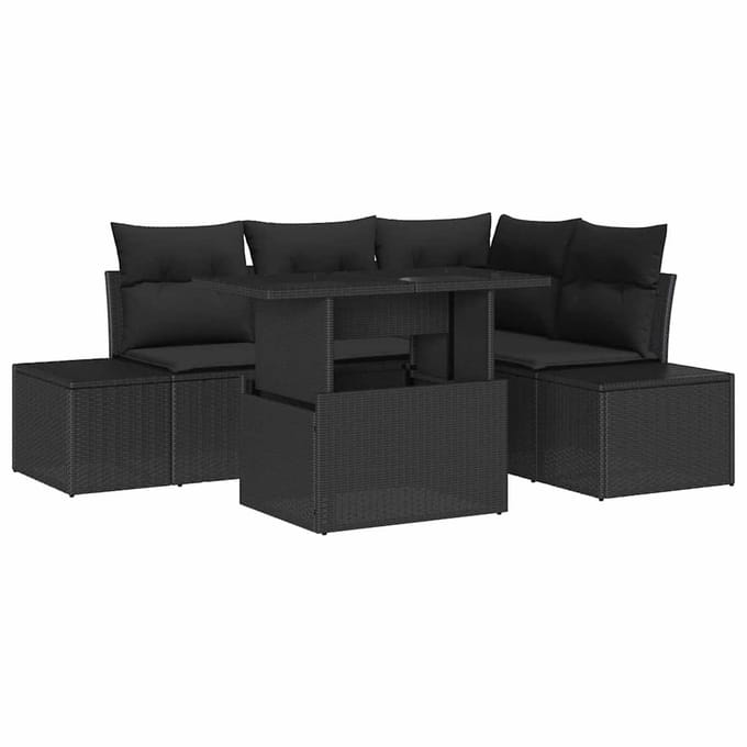 vidaXL - Tuinbank - Set - 5 - st - Zwart - poly - rattan