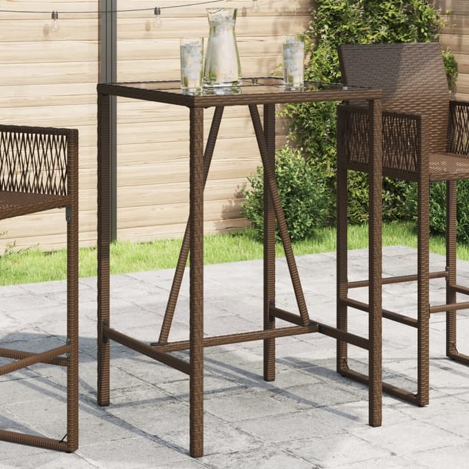 vidaXL - Tuinbartafel - 70x70x110 - cm - poly - rattan - bruin