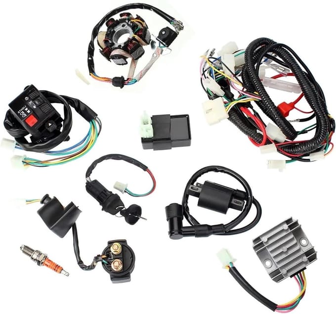 Motor Ontsteking - Kabelboom Set - Motor Starten - Universeel 125-250cc - 12V AC - Zwart