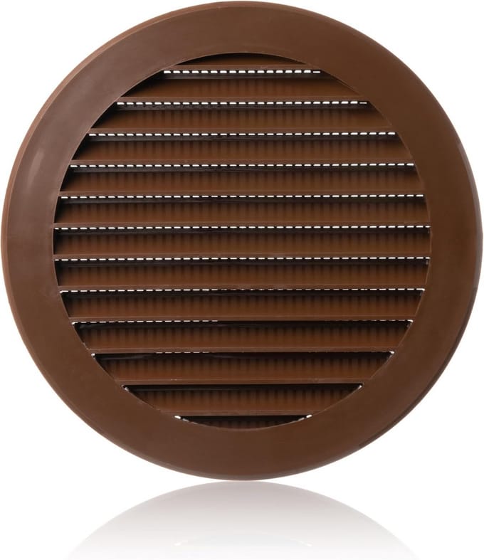 Rond 125mm Ventilatie Rooster met Insecentgaas - Bruine Afdekking