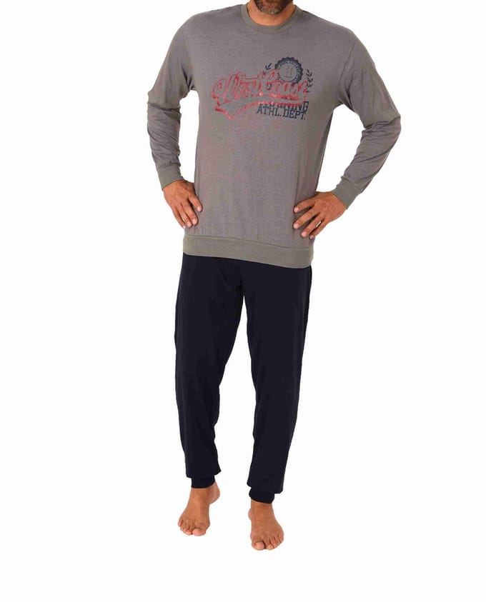 Herenpyjama lange mouw met manchetten in elegante look - 212 101 10 904