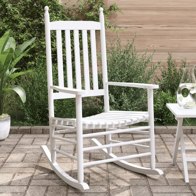 vidaXL - Schommelstoelen - met - gebogen - zitting - 2 - st - massief - vurenhout - wit