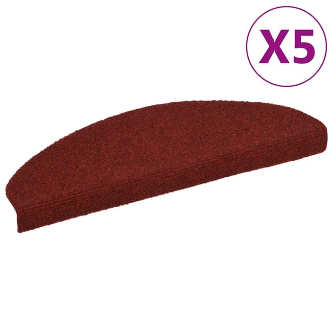 vidaXL - Trapmatten - Zelfklevend - 5 - stuks - 65x21x4 - cm - Bordeaux - Rood