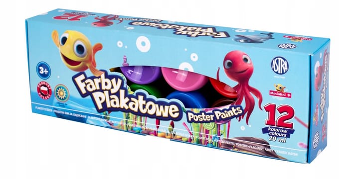 Astra Mini Mini Plakkaatverf Set - 12 Kleuren, 20 ml per stuk