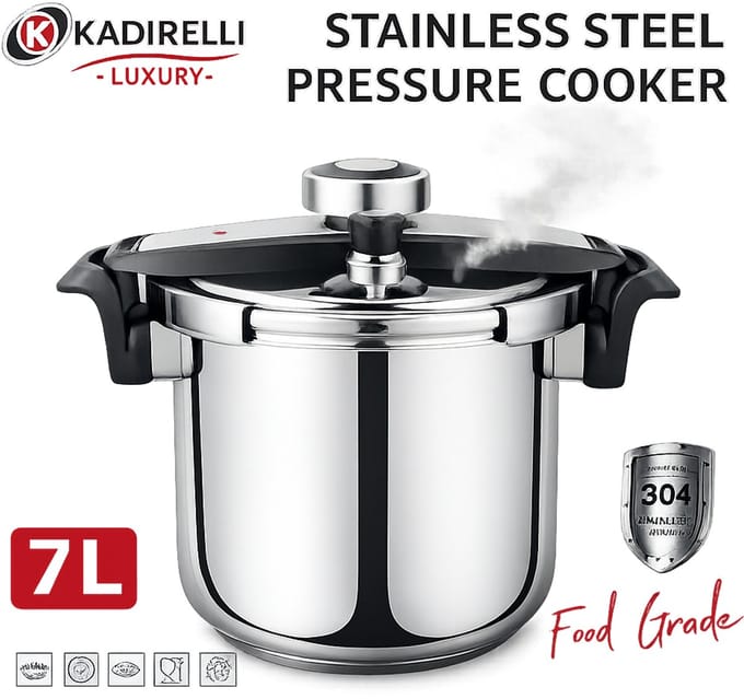 Kadirelli Snelkookpan - 7L - RVS - Snelkoker - Inductie