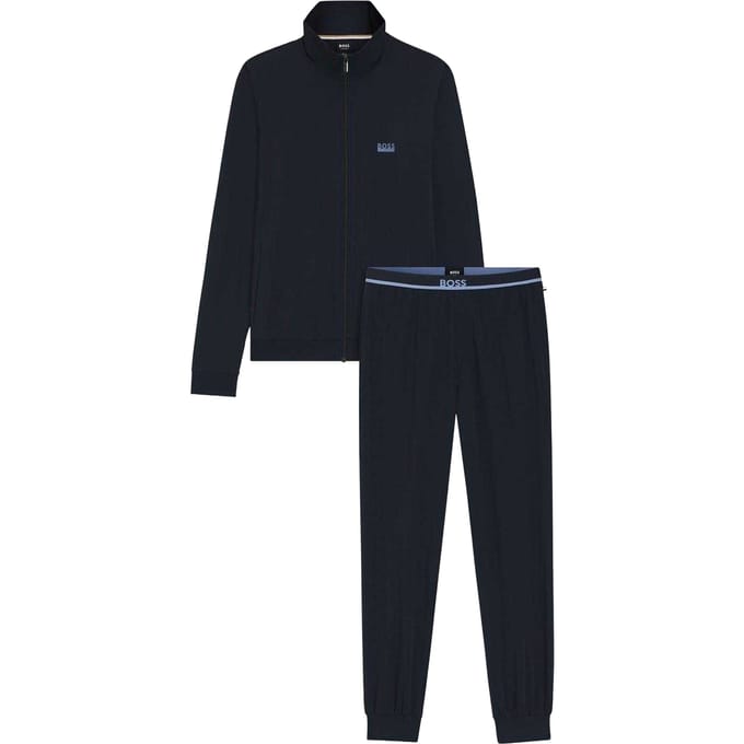 Boss Lange pyjamaset met ritshals voor heren (Donkerblauw)