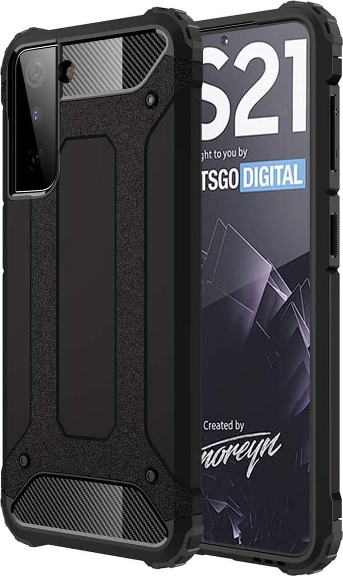 Armor Hybrid Geschikt Voor Samsung Galaxy S21 Plus Hoesje - Zwart