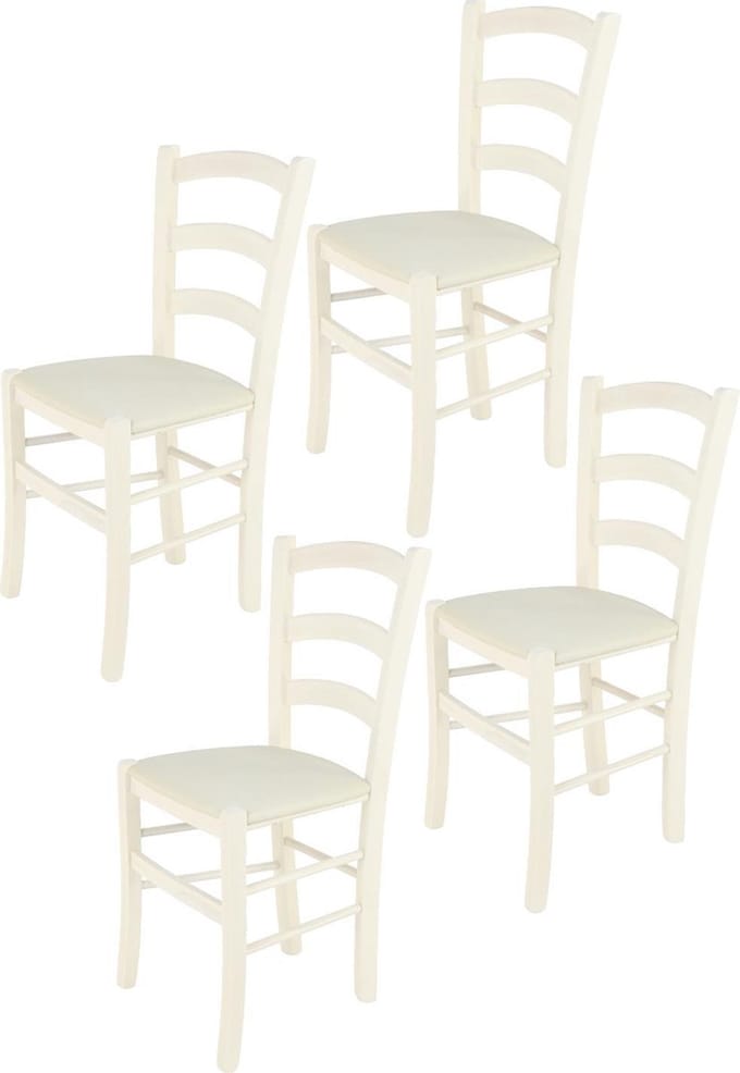 Tommychairs Venice - Eetkamerstoelen - Set van 4 - Wit - Rotan & Hout