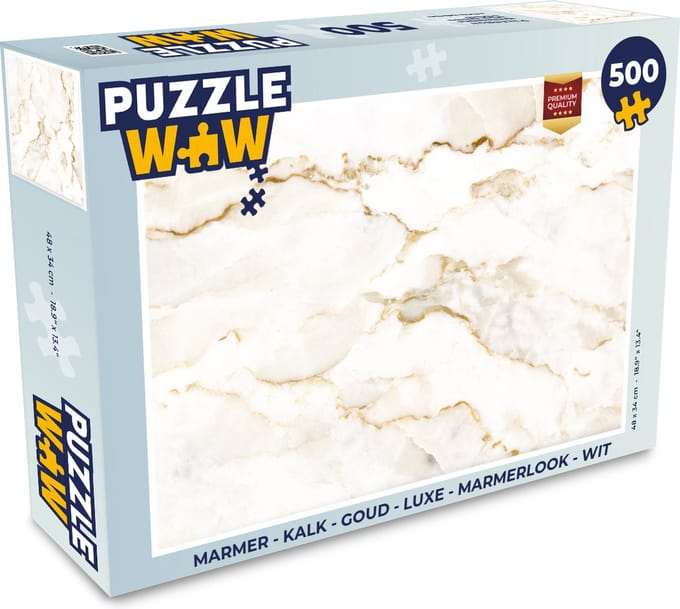 Puzzel Marmer - Kalk - Goud - Luxe - Marmerlook - Wit - Legpuzzel - Puzzel 500 stukjes