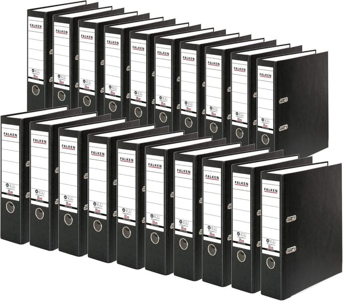 Set van 20 Gekleurde A4 Ringband Ordners - 8 cm Rugbreedte - Milieuvriendelijk Karton