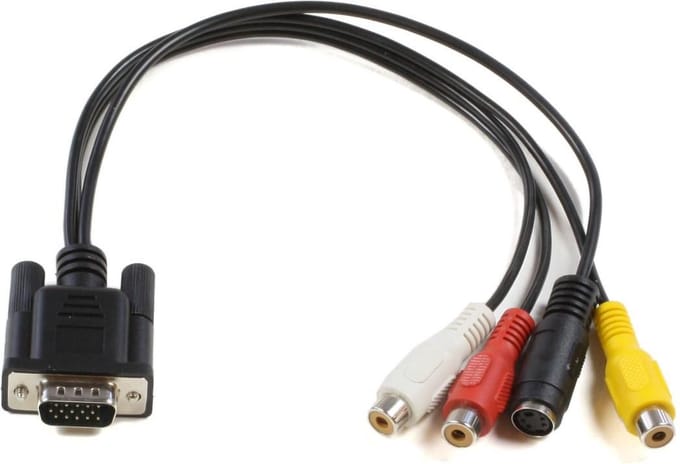 MicroConnect VGA (HD15) naar S-Video & RCA Video Adapter Kabel 0,2 Meter Zwart Full HD