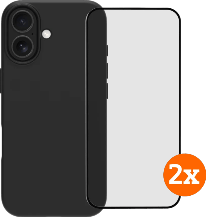 BlueBuilt Back Cover iPhone 17 Zwart + Screenprotector Glas Duo Pack