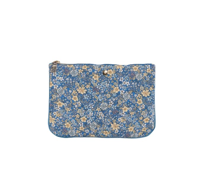 Fan Palm Blue Flower Cotton Makeup Bag 115 g