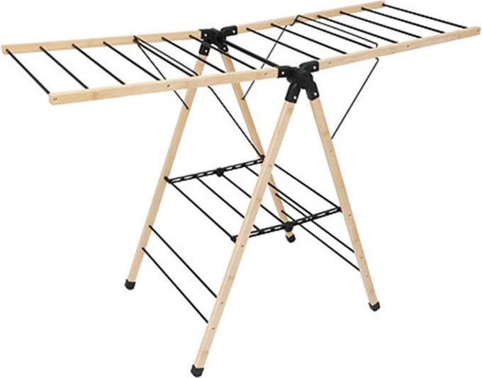 Five Wasrek/droogrek - zwart - bamboe - 95 x 137 cm - staand/inklapbaar