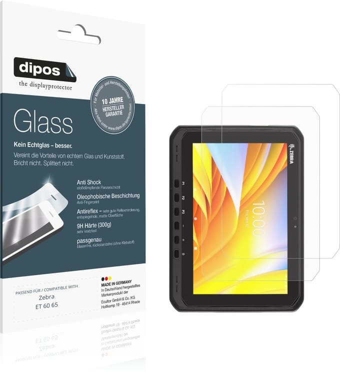 dipos – 2x Matte Pantserfolie geschikt voor Zebra ET 60 65 | 9H Screenprotector