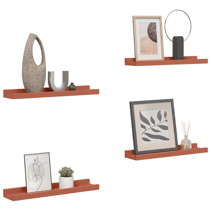 vidaXL - Wandplank - 4 - st - Rood - 40 - x - 9 - x - 3 - cm - Bewerkt - hout