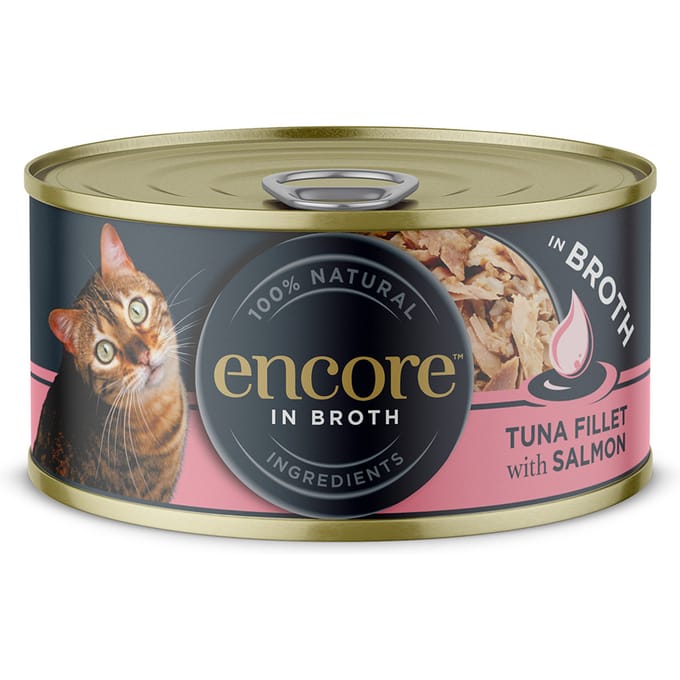 16x 70g Encore Blik Tonijnfilet en Zalm Kattenvoer Nat