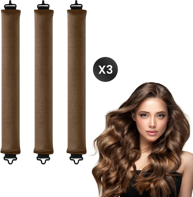DIVERZA Haar Rollers – Heatless Curls – Krulspelden – Haarkruller Zonder Hitte – Haarrollers 3 delig – Kaki
