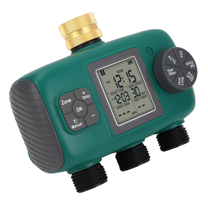 3-Uitgang Sprinkler Timer Messing Poort Waterdicht LCD-Display Besproeiingstimer Irrigatiecontroller gray