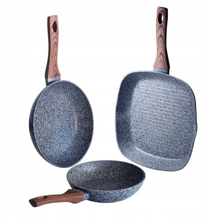 Granit Set 3 Koekenpannen - Inductie & Gas - Ø 20, 24, 28 cm