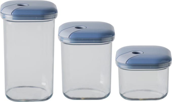 Omada - Pull Box Voorraadpot Set van 3 Stuks Assorti - Polypropyleen - Transparant