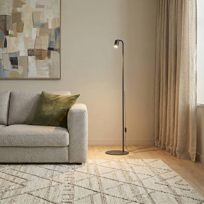 TK Lighting Vloerlamp Nex, zwart, metaal, hoogte 140 cm, GU10