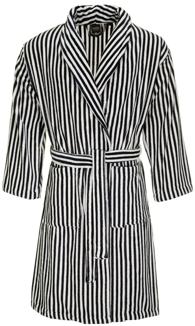 Linolux Velours Fiore Stripe Unisex velours badjas - Marineblauw - M