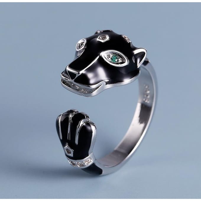 Schattige Dierlijke Vorm Enamel Luipaard Ring Niche Persoonlijkheid Verstelbare Ring opening adjustable gray
