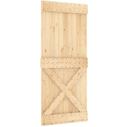 vidaXL - Schuifdeur - 90 - x - 210 - cm - Massief - Pine - Hout - (Onbehandeld)