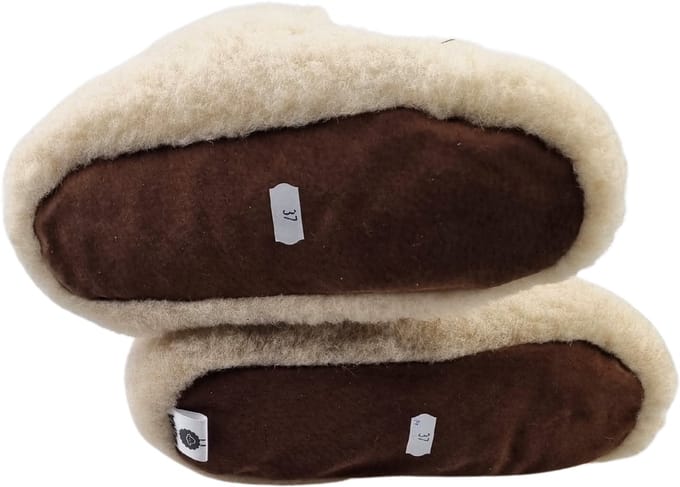 wollen sloffen off-white hoog model - 100% schapenwol - Maat 36