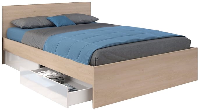 Vente-unique Bedframe hout natuurlijk licht, wit 160 x 200 cm