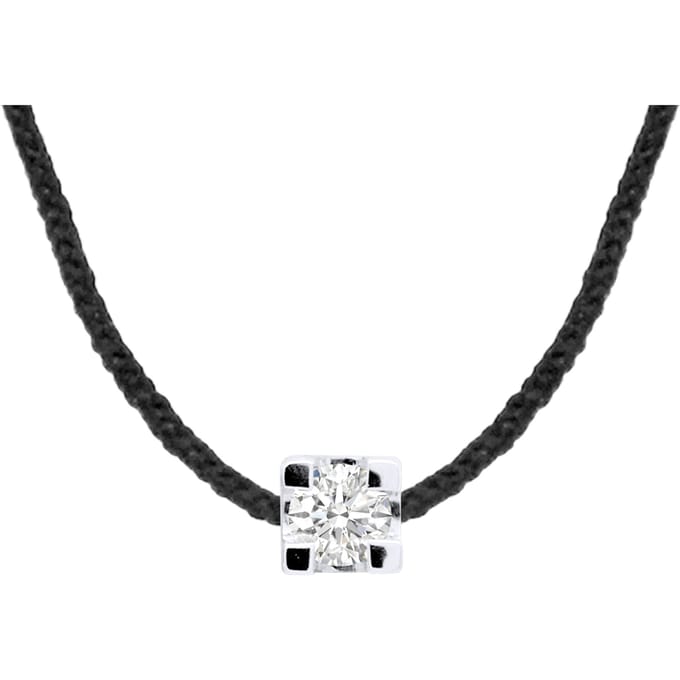Ketting Diamond Solitaire 0050 Cts Black Nylon 925