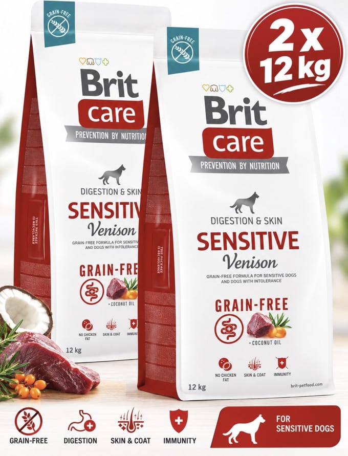 Brit Care graanvrij Sensitive Venison Dubbelpak! 2 x 12kg