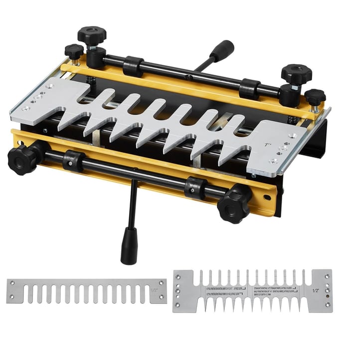 Zwaluwstaartmal, 310 mm Breedte, Zwaluwstaart Router Jigs met 4 Router Bits & 6 Sjablonen, Nauwkeurige Uitlijning Zwaluwstaartmal, Pen- en Gat Houtbewerking