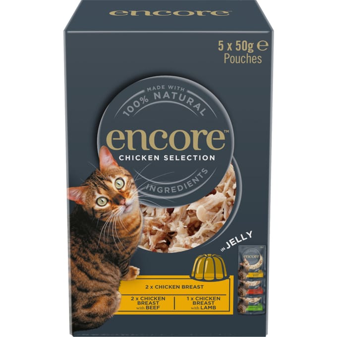 5x50g Kip Selectie Jelly Pouch Mix Encore Kattenvoer