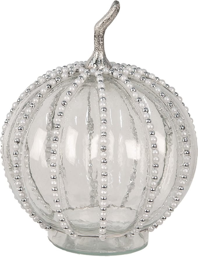 Clayre & Eef Decoratie Pompoen Ø 20x27 cm Transparant Glas Herfst decoratie
