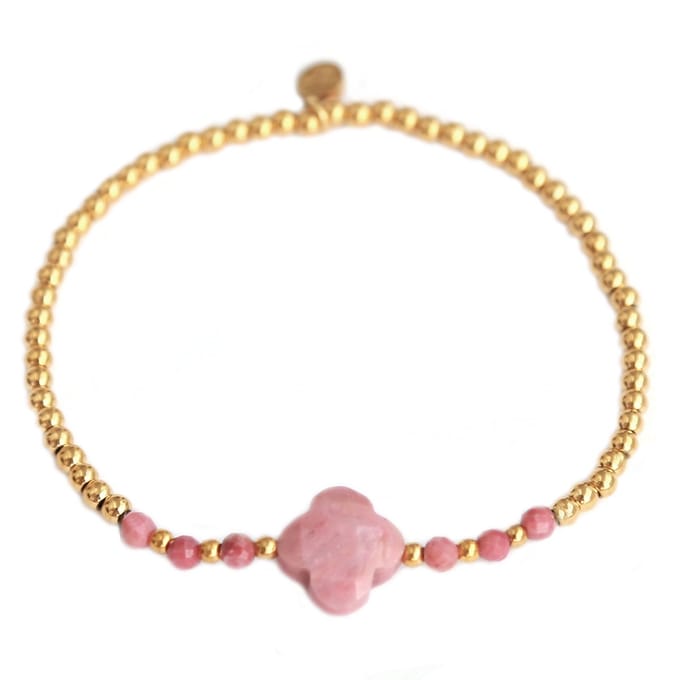 Armband facet klaver roze