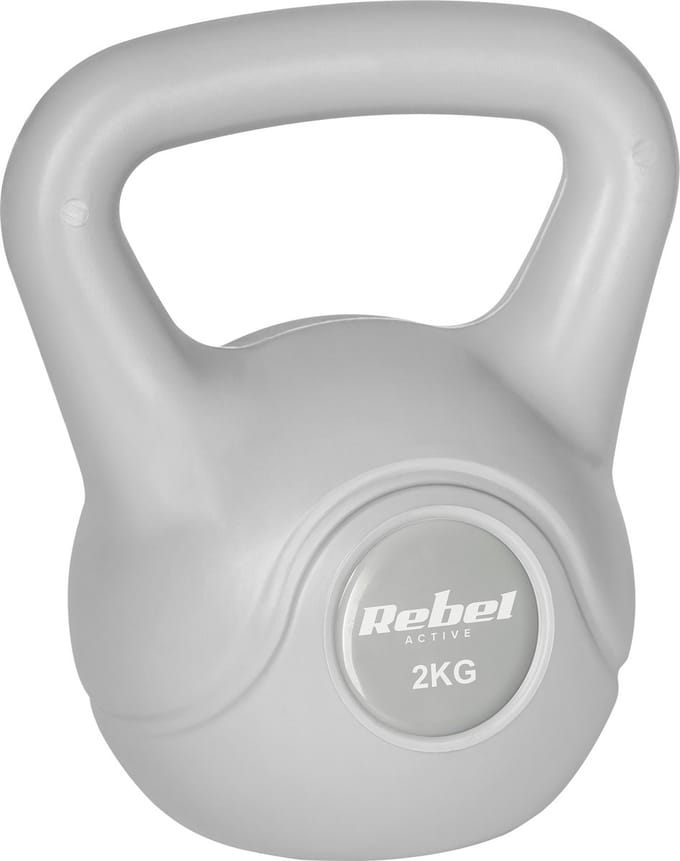 Rebel Active Serie - Kettlebell - 2 kg - Grijs - Ergonomisch Ontwerp