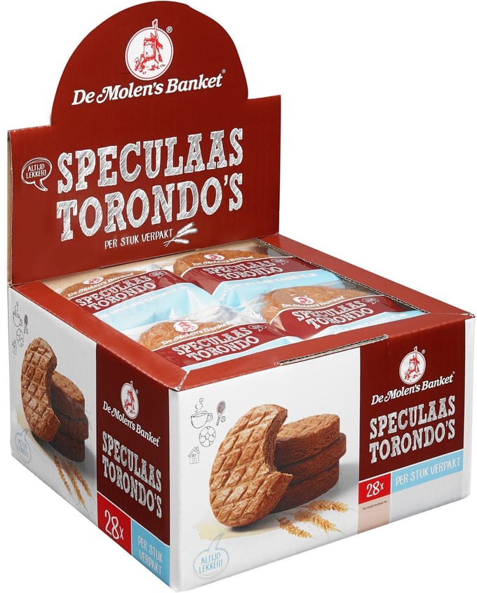 De Molen Banket - Speculaas Torondo's Koeken - 28 x 65 Gram - Verpakt Per Stuk - Sinterklaas