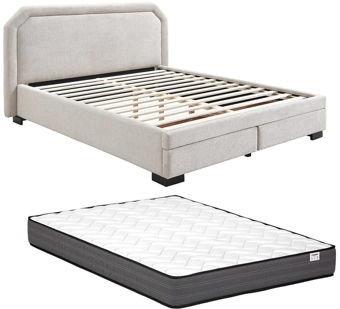 Vente-unique Bedframe stof beige 140 x 190 cm