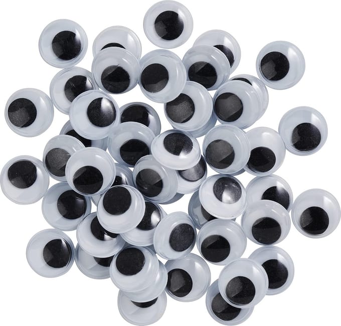 Wiebelogen 50 stuks - Plakogen bewegend - Knutselen met kinderen - Beweegbare pupil - 12 mm diameter