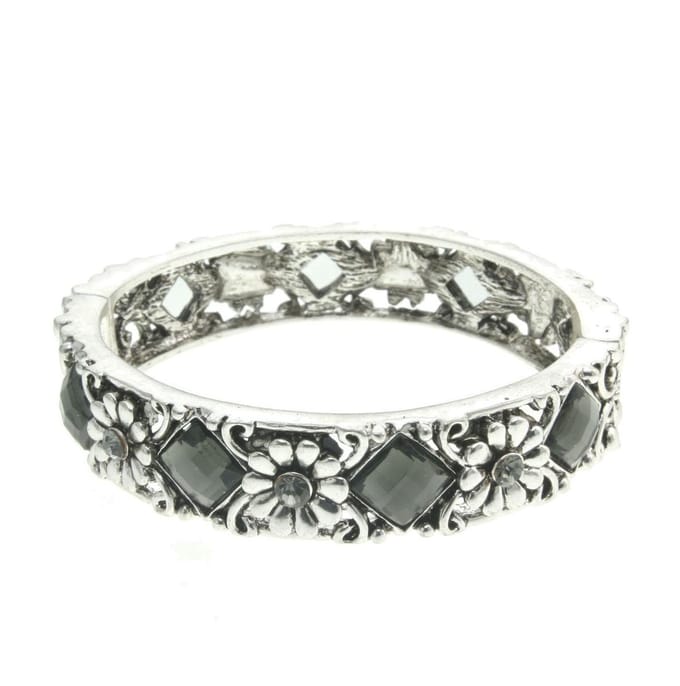 Behave - Bangle met scharnier - zilverkleur - vintage bloemstijl