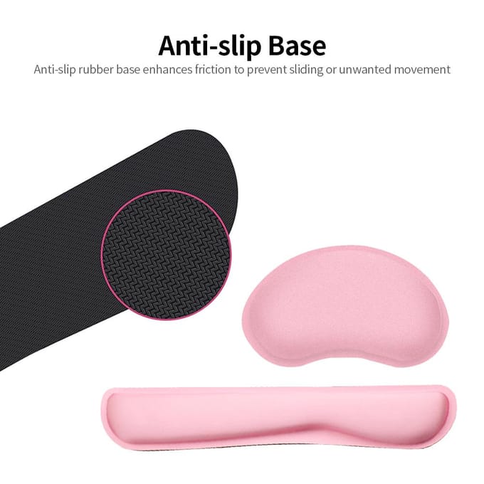 Memory Foam Toetsenbord Muis Pols Pad Set Kantoor Gaming Toetsenbord Muis Pols Pads met Lycra Stof roze